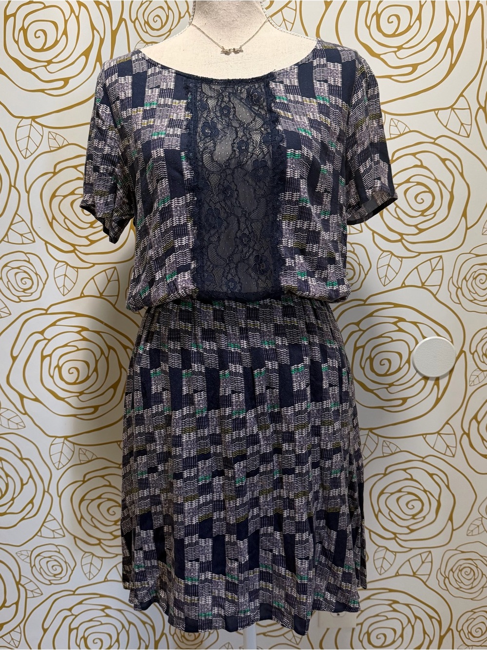 Vintage Ella Moss geometric print dress